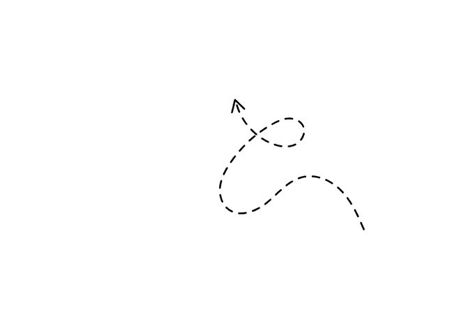 Dotted arrow pointing up